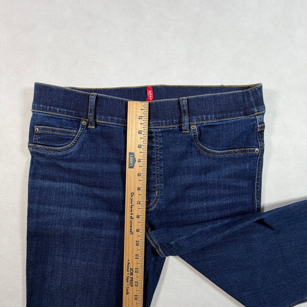 Spanx Flare Jeans Size Large Dark Indigo Pull On High Rise Denim Pants L - Picture 8 of 13